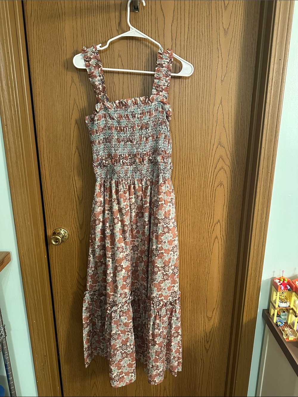 AUREUM Rust Floral Smocked Maxi Dress medium